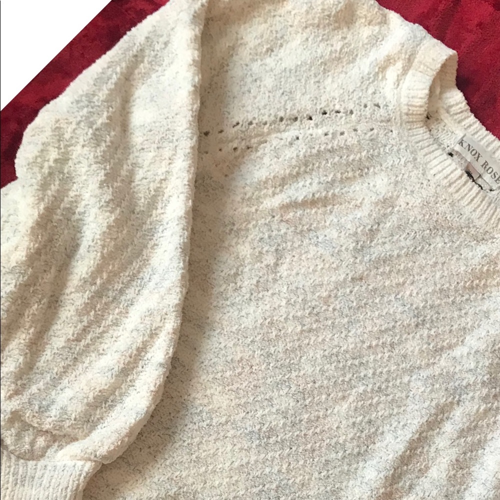 Knox Rose white with multicolored design sweater.